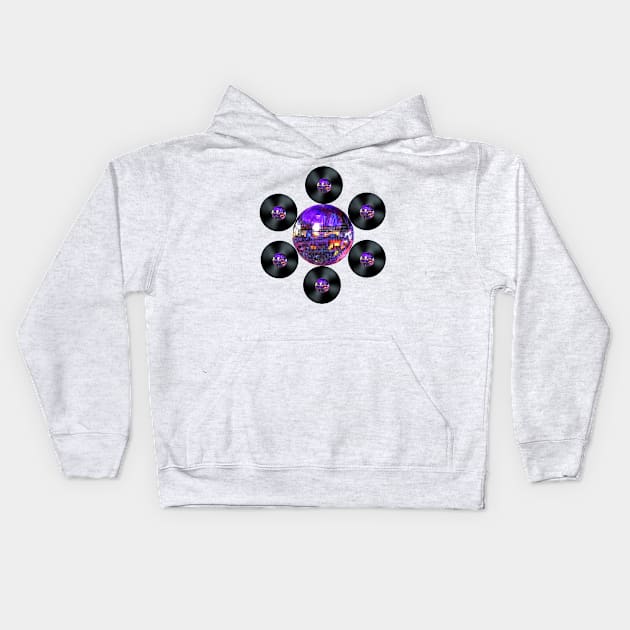 Disco Record Flower Kids Hoodie by Art by Deborah Camp